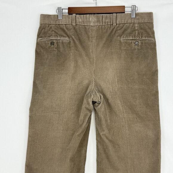 Paul Frederick Mens Pants Brown Corduroy Straight Cuffed Pleat Size 35x32 - Picture 4 of 13